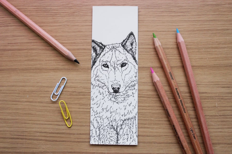 Wolf Bookmark - Kids Colour-In Animal Education Bookmark
