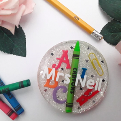 Personalised resin teacher coaster, teacher gift, thank you teacher gift