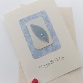 Pretty Birthday Card, Pastel Leaf, Nature lovers arty card