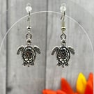 Silver Turtle Charm Earrings. Hypoallergenic. Gift for Her. Nature Earrings.  