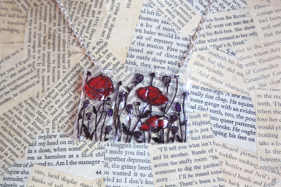 Poppy Shrink Plastic Necklace