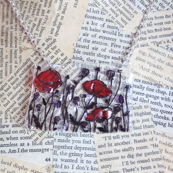 Poppy Shrink Plastic Necklace