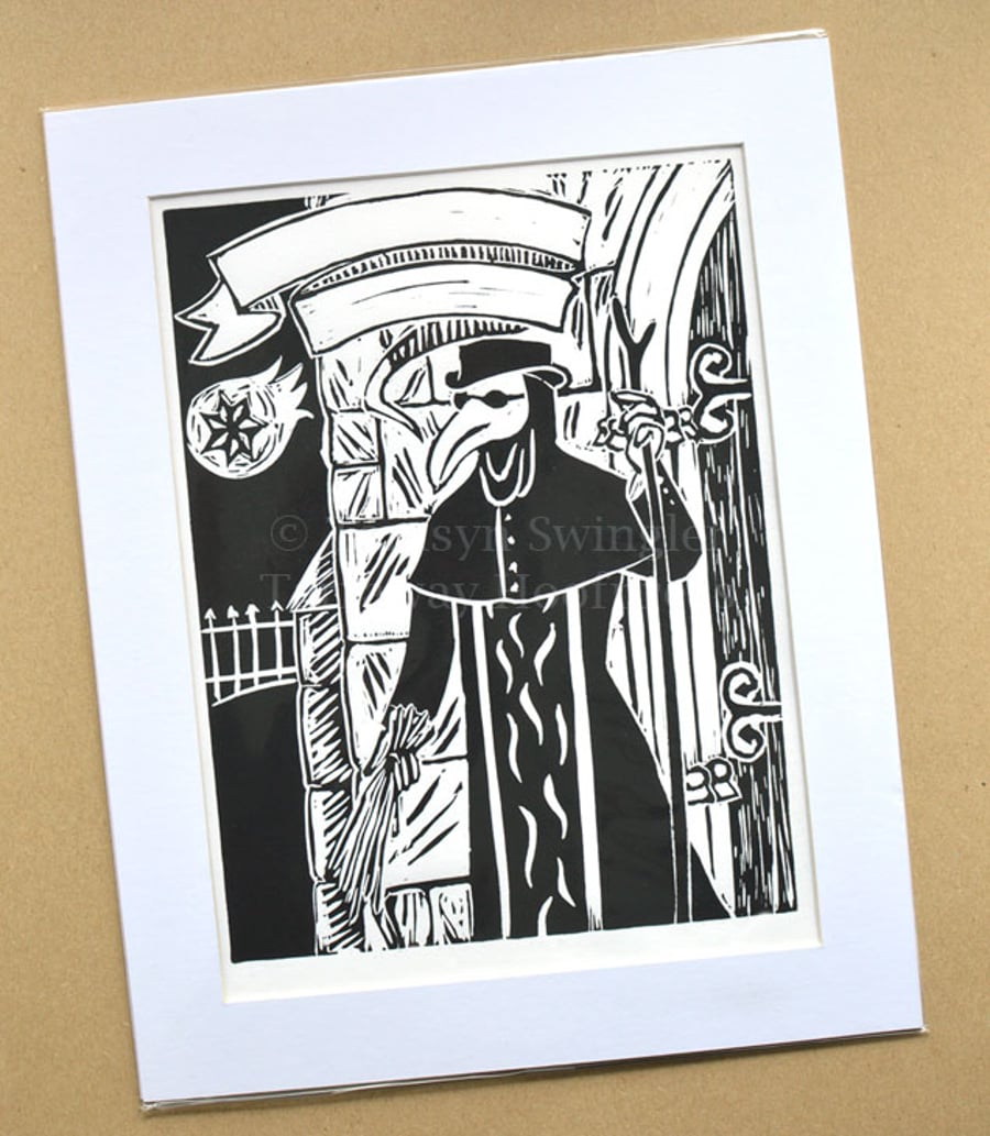 Dr Theobald the Scourger - Lino Print - Limited Edition