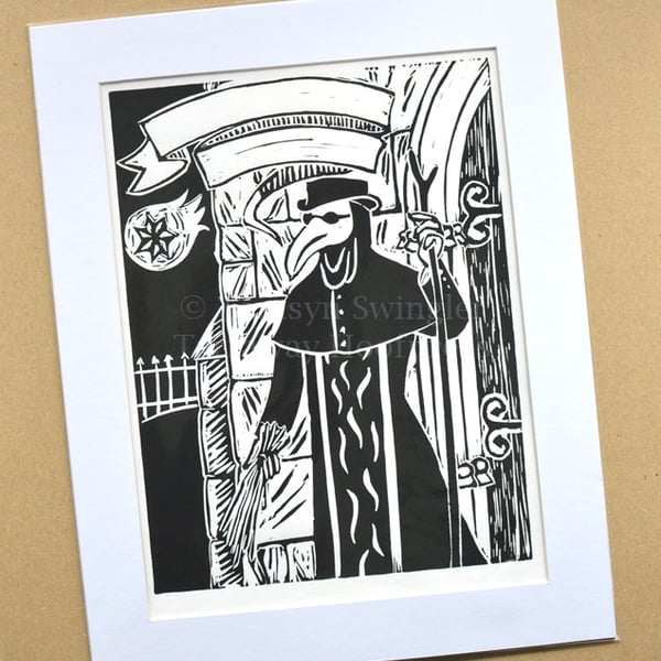 Dr Theobald the Scourger - Lino Print - Limited Edition