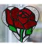 Red Rose Heart Suncatcher Stained Glass 012 - Image 1