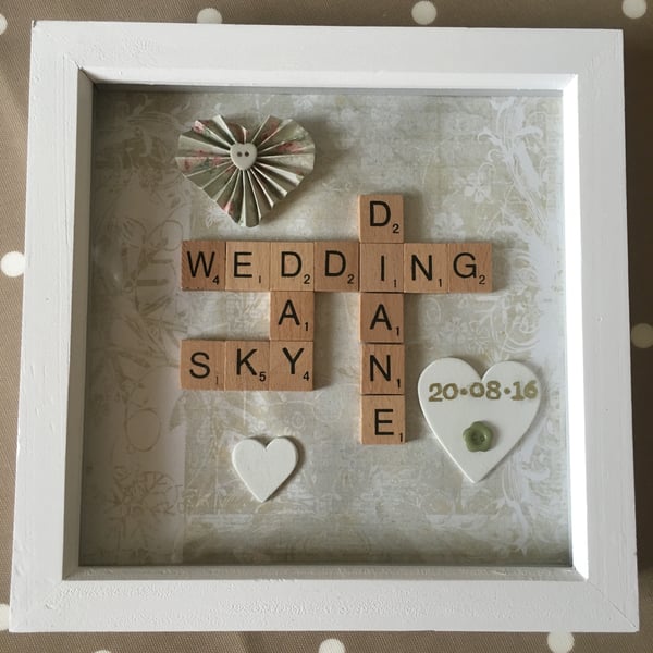 Bespoke handmade Scrabble letter wedding pictures