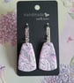 Handmade Polymer Clay Pink, Grey & White Earrings, 316  Surgical Stainless Steel
