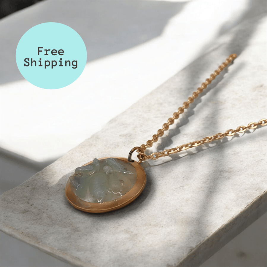 Copper Amazonite Pendant with Energy Benefits: Geode Inspired Design