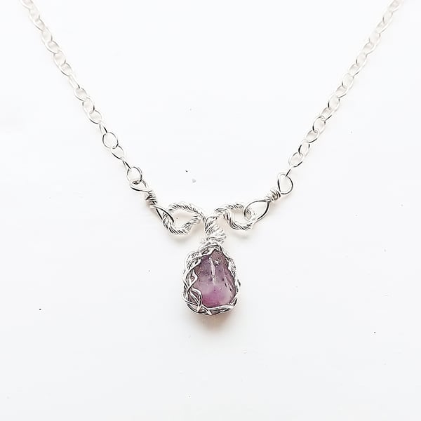 Unusual ruby matrix pendant necklace handcrafted in sterling silver jewellery