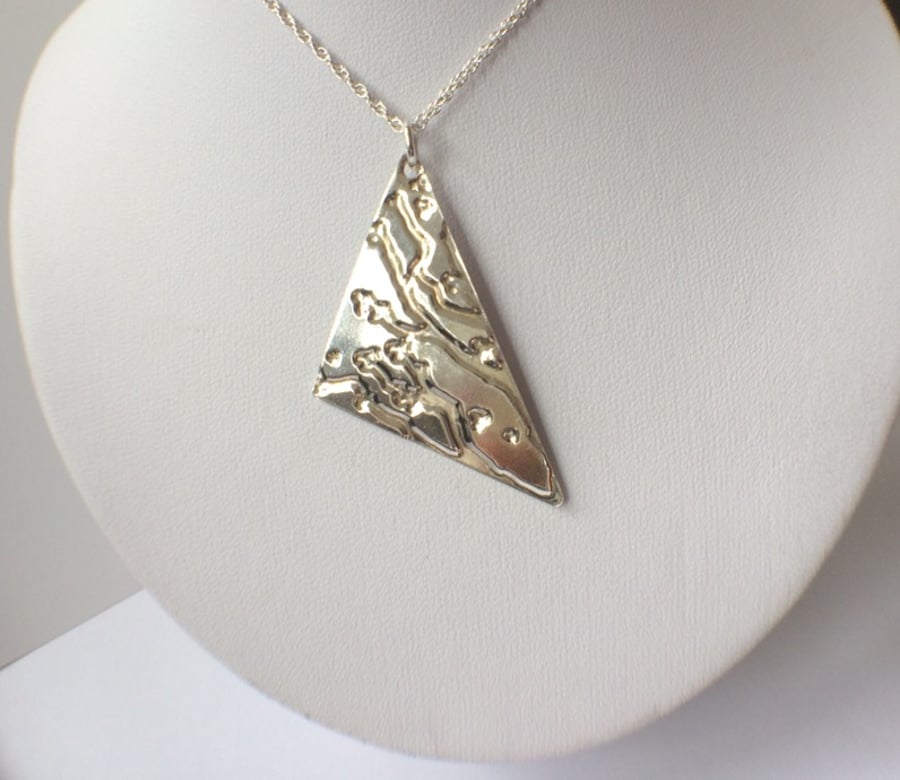 Sterling Silver Geometric Trianglular Pendant Necklace Triangle