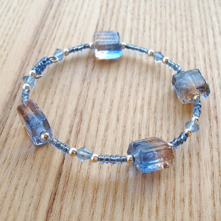 Pale Blue Glass Bead Bracelet