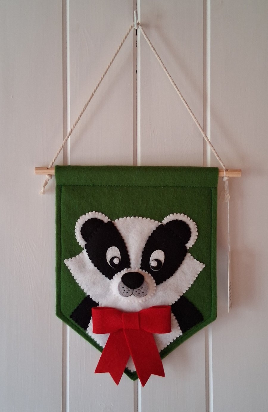 Felt Badger Flag with Red Bow Tie