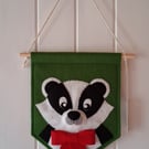 Felt Badger Flag with Red Bow Tie