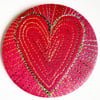 58mm Fabric Badge with Free Machine Embroidery Hand Dyed Silks and Cottons Badge