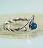 Sterling Silver Twist Ring with Blue Jade Bead - Unique Viking Jewellery - Image 3