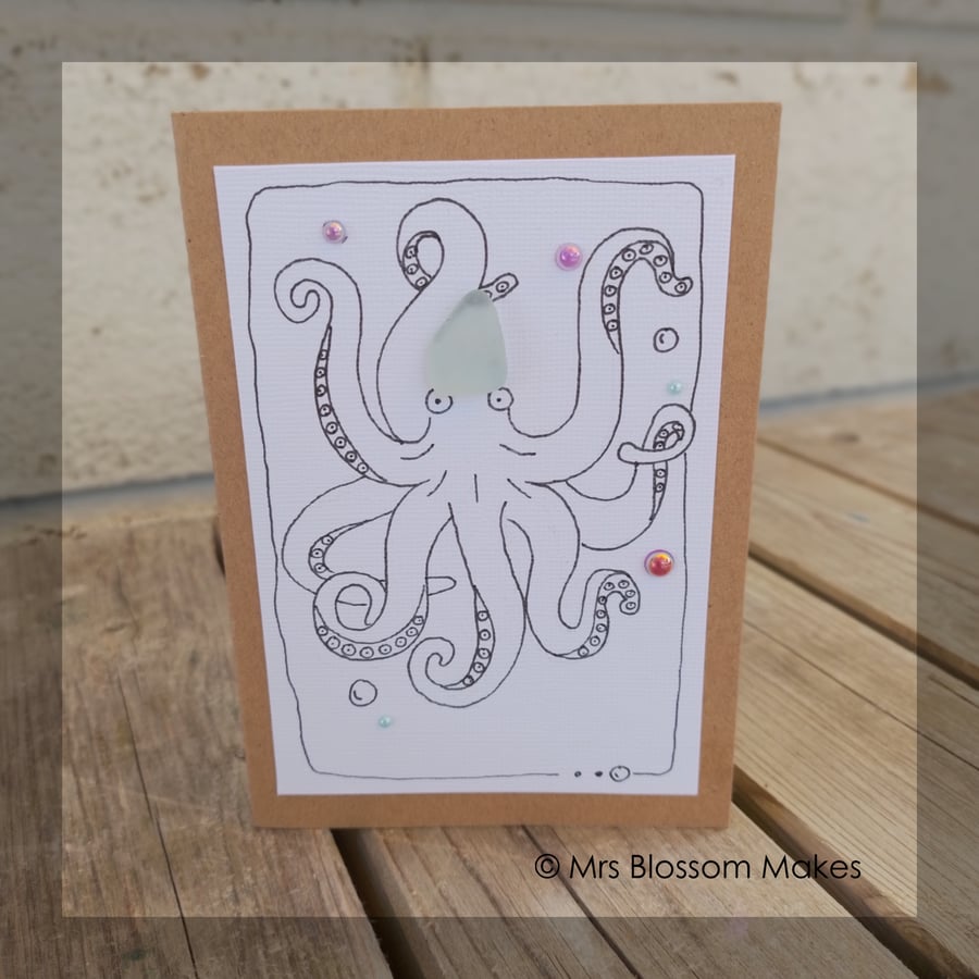 Sea Glass Card - Octopus