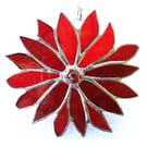 Red Flower Stained Glass Suncatcher Handmade