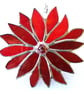 Red Flower Stained Glass Suncatcher Handmade - Image 1