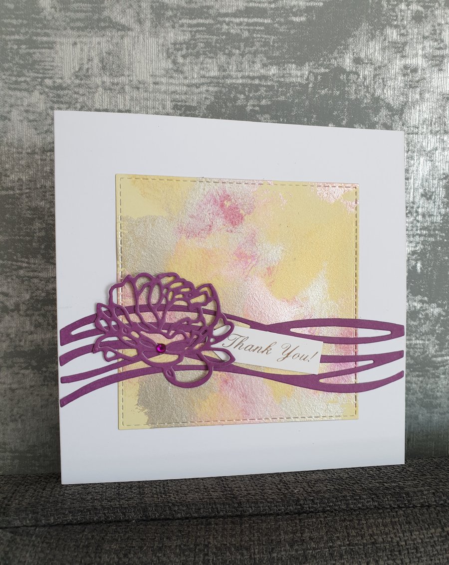 Yellow & Pink Thank You Card 