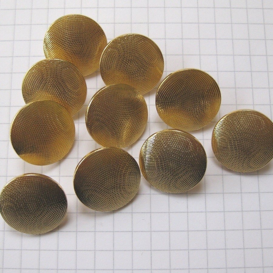10 Medium Textured Gold Shank Buttons