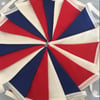 Red,white & blue cotton fabric bunting wedding,party flags