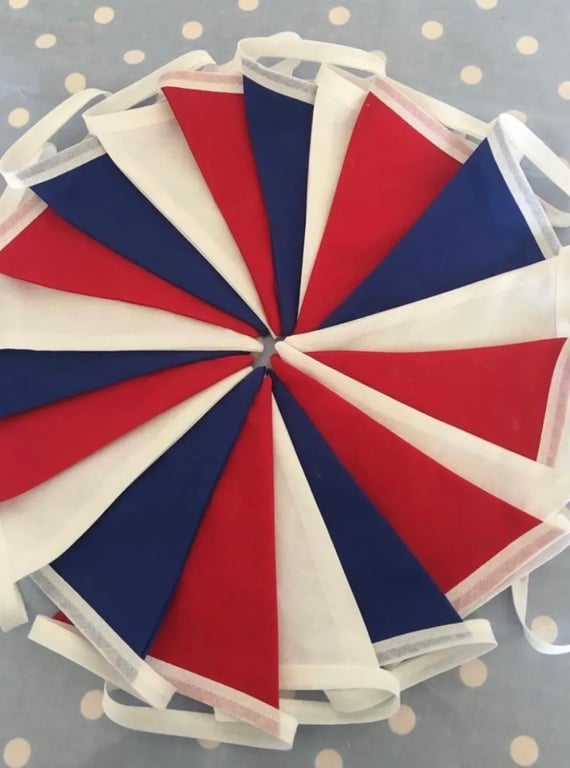 Red,white & blue cotton fabric bunting wedding,party flags