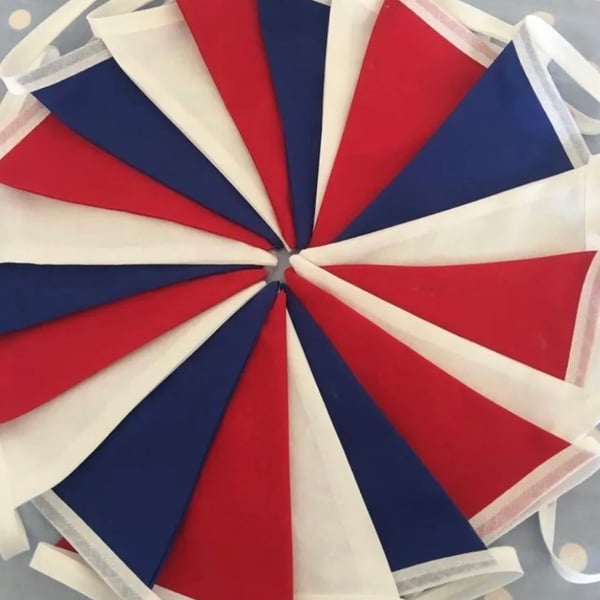 Red,white & blue cotton fabric bunting wedding,party flags