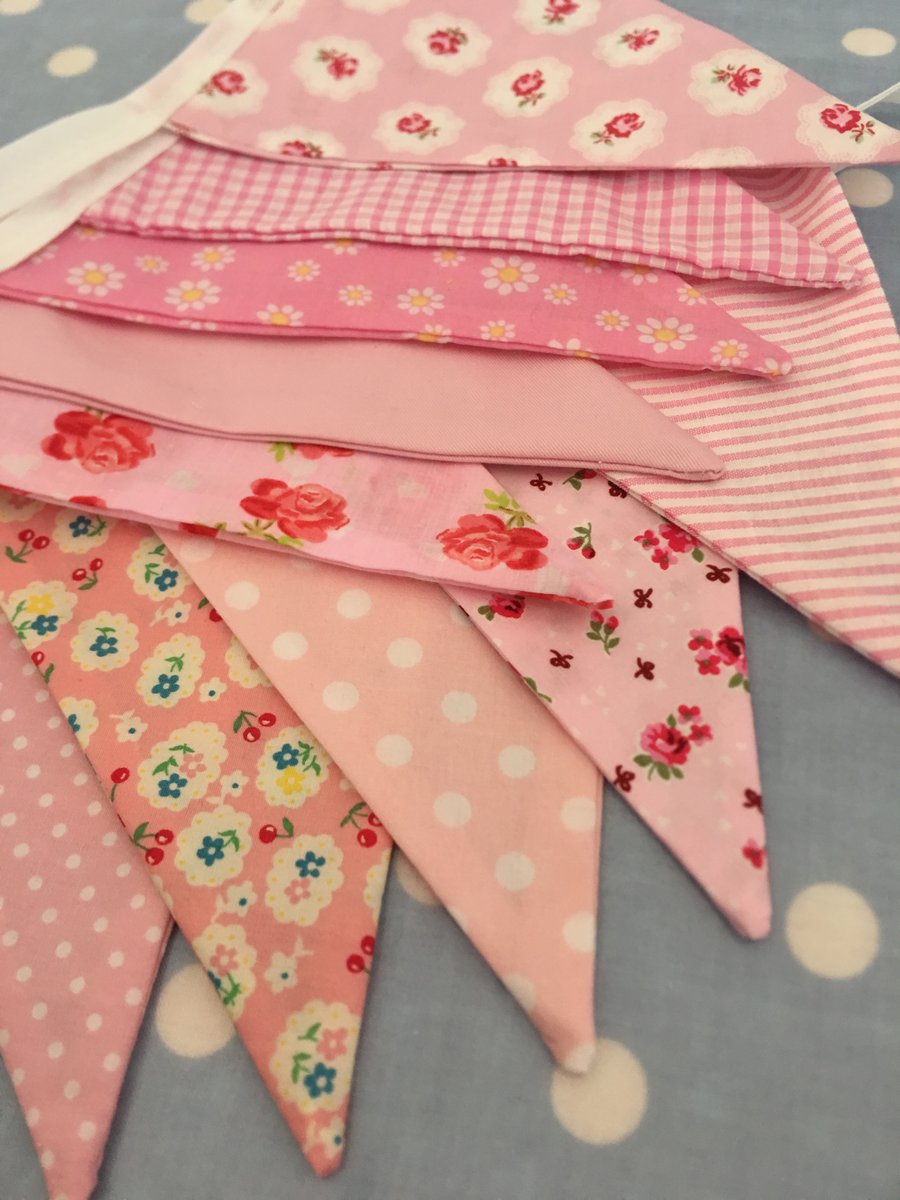 Shades of pink cotton fabric bunting wedding,party flags