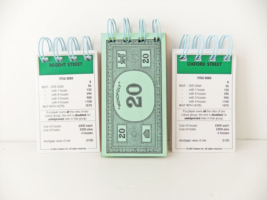Set of Three Monopoly notebooks - Mini Notebook... - Folksy