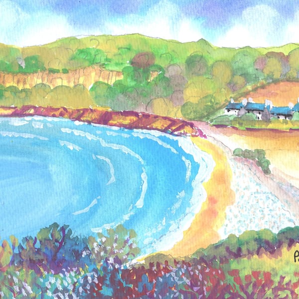 Pwll Du Bay, Gower Peninsula, Wales - Original Watercolour in 14 x 11'' Mount