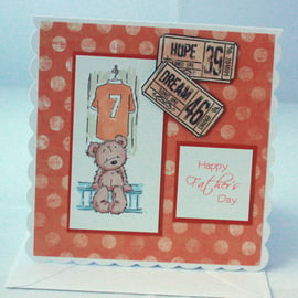 Orange Football Ted Father's Day card