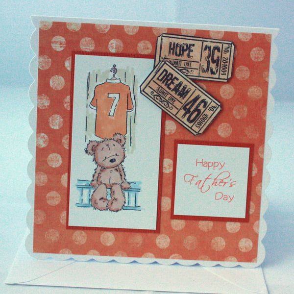 Orange Football Ted Father's Day card