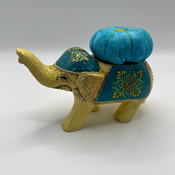 Vintage Elephant Pin Cushion - Turquiose