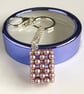 Pink Rectangle Crystal Pearl Handbag Charm, with a Chainmaille Chain and Keyring - Image 1