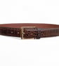 Mustard Tan Full Grain Crocodile Embossed Belt Gold-Tone Buckle Mens 38mm - Image 5