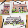 Custom watercolour & ink Special building, House, Wedding Venue etc Artwork A4