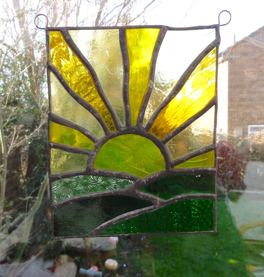 Stained Glass Sunset Panel