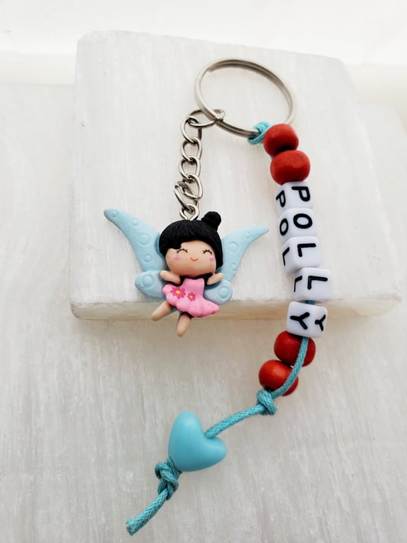 Guardian angel fairy personalized name keyring Keychain 