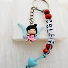 Guardian angel fairy personalized name keyring Keychain 