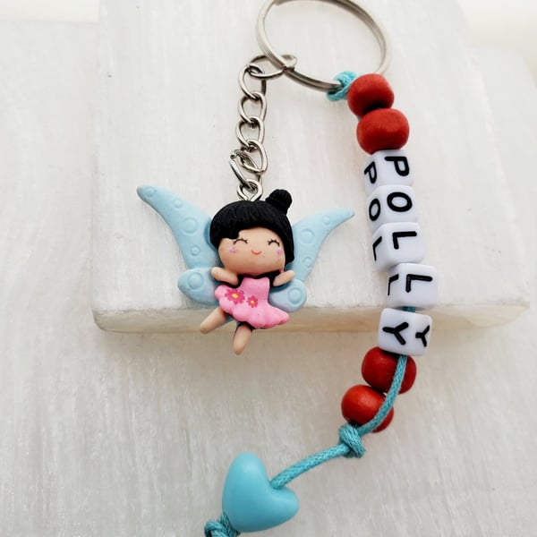 Guardian angel fairy personalized name keyring Keychain 