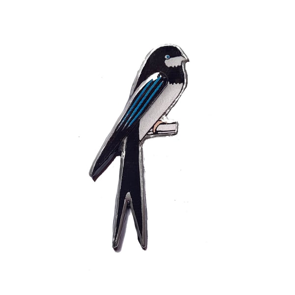 Whimsical Statement Perched Swallow Bird Resin Brooch by EllyMental