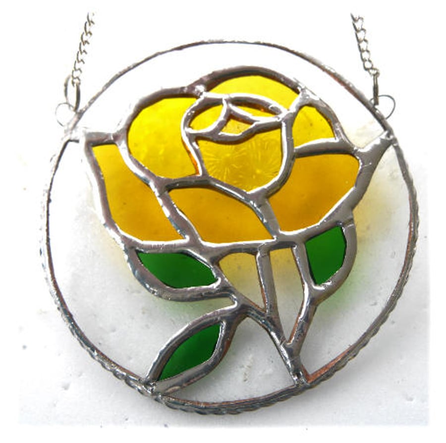Rose Ring Suncatcher Stained Glass Yellow