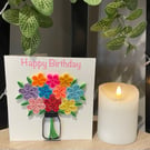 Stunning handmade quilled flowers in vase card