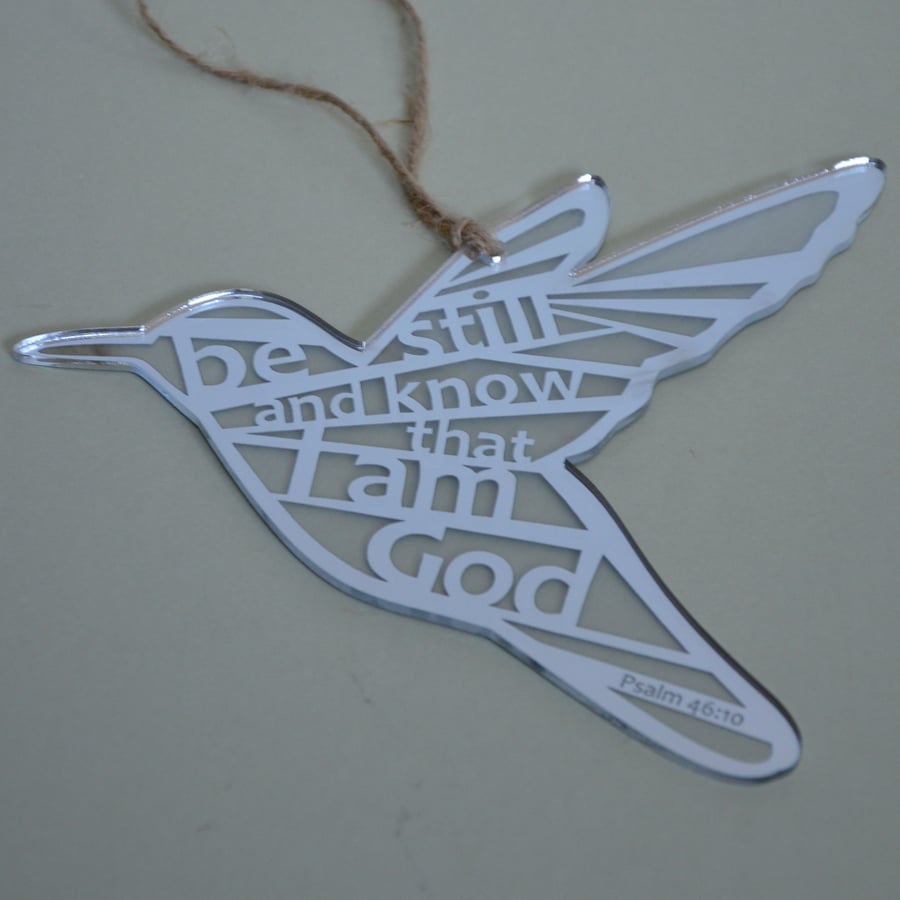 'Laser Tweet' - Psalm 46 (acrylic, 18cm)