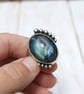 Large Labradorite Rustic Ring, Sterling Silver and Copper Ring Size R - Image 2