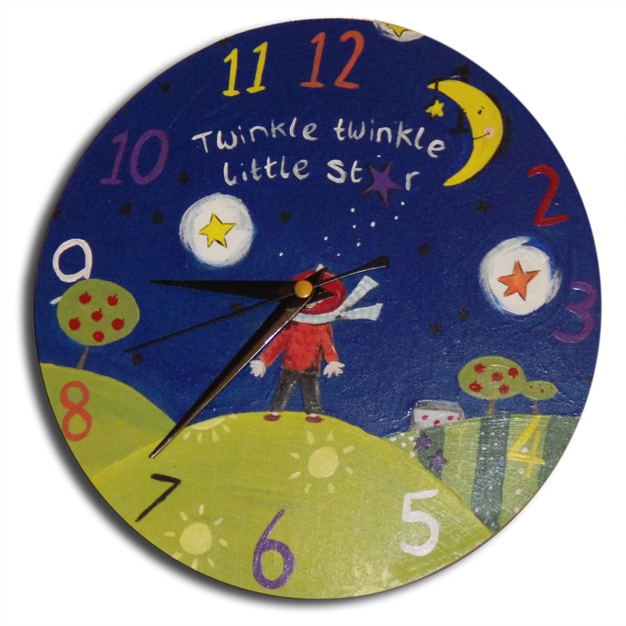 Twinkle Twinkle Little Star Clock, Nursery Decor