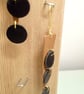 Leather Dangle Drop Earring Tan and Black Leather Contemporary Style - Image 2