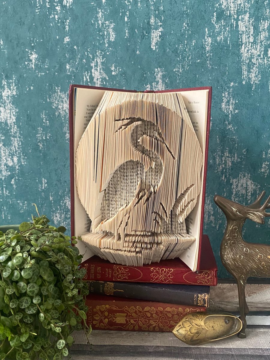 Stork, Bird Book Folded Art 