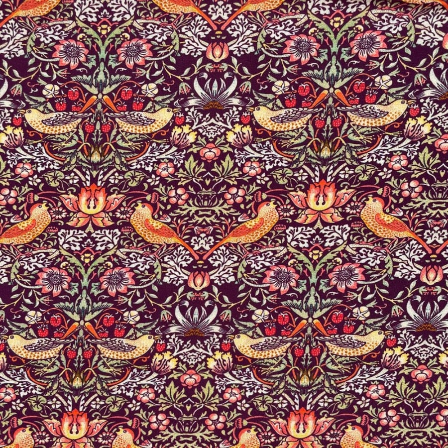 William Morris Design Tablecloths. 500 x 135 .Strawberry Thief  Damson