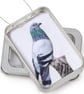 Handmade Fabric Pigeon in Tin Frame – Small Textile Bird Picture - Image 4